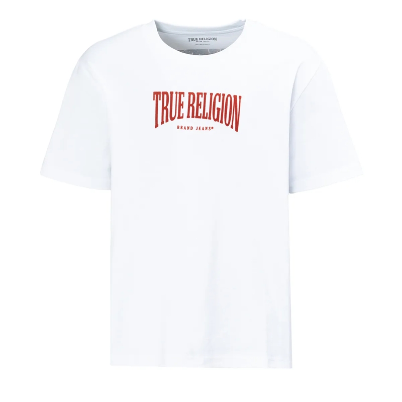 True Religion T-Shirt - Gerader Schnitt- Überschnittende Schultern- Ba weiss