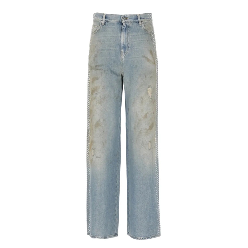 Golden Goose Jeans High-Waisted Light Blue Cotton Jeans Blue