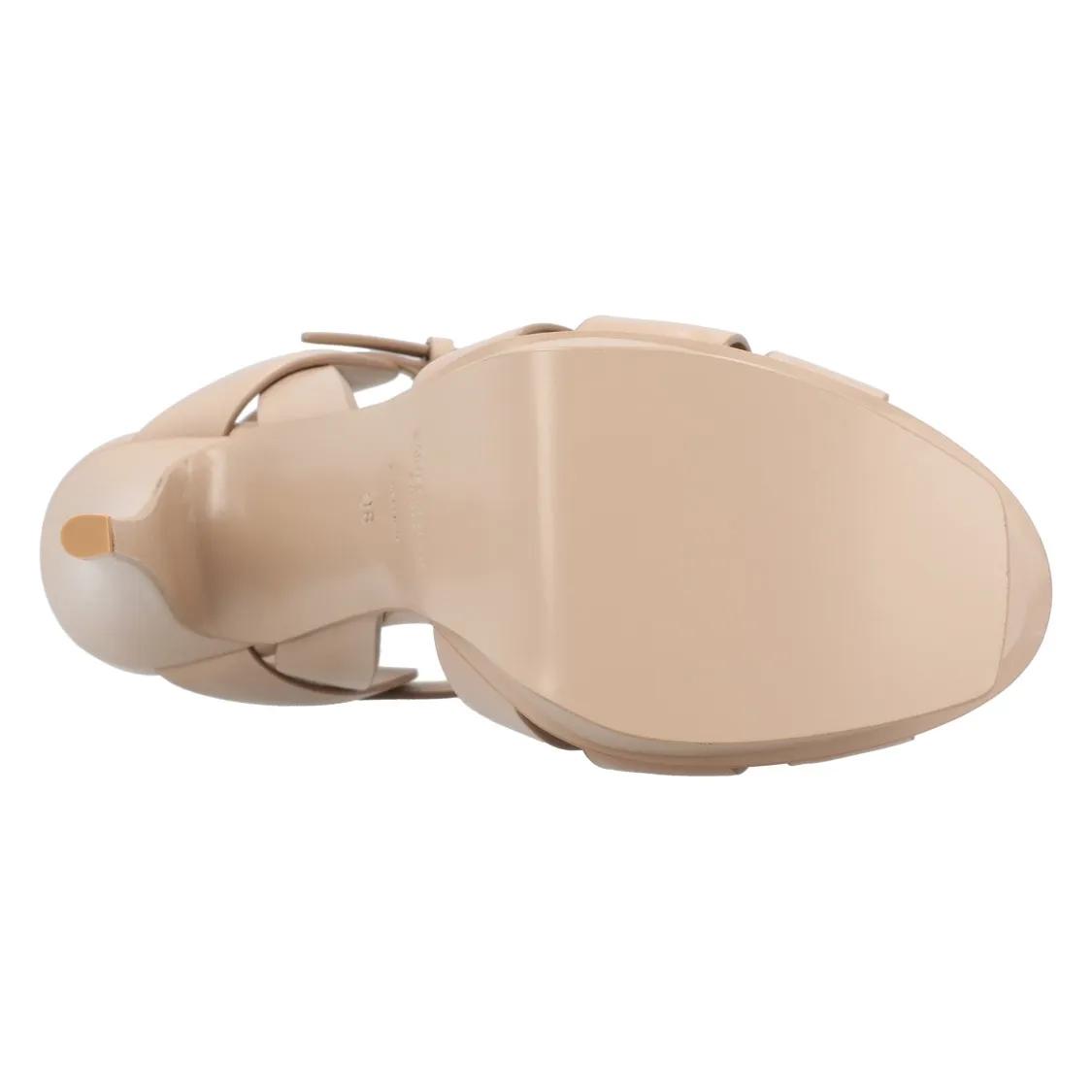 Thumbnail - Saint Laurent Sandalen - Tribute Platform Sandals In Smooth Leather Beige - Gr. 38,5 (EU) - in Beige - für Damen