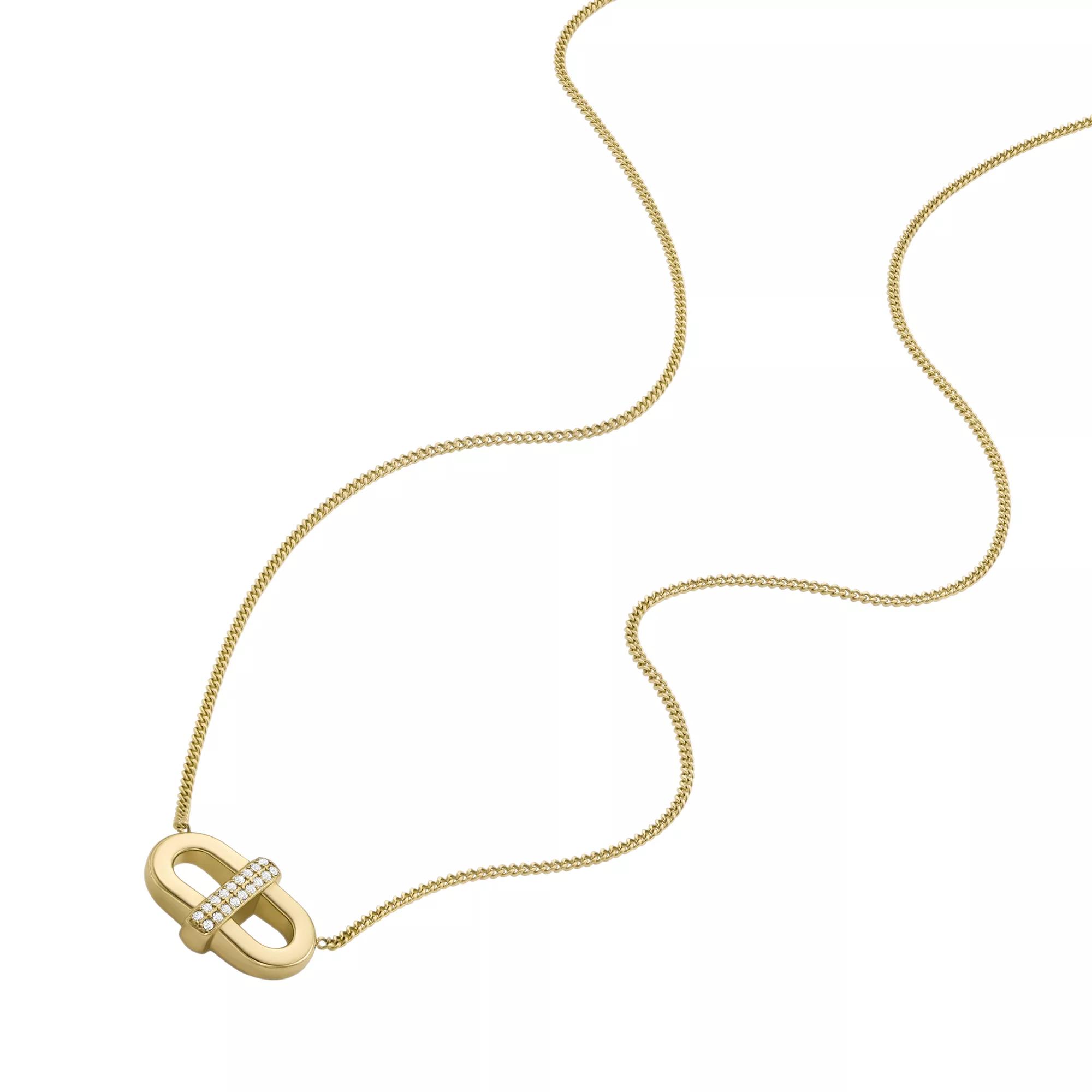 Fossil Halskette - Heritage D-Link Glitz Stainless Steel Chain Neckla - Gr. unisize - in Gold - für Damen