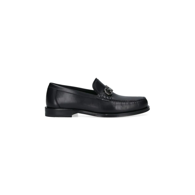 Salvatore Ferragamo Mocassin Smooth Leather Moccasin Toe Shoes With Polished Fi Black