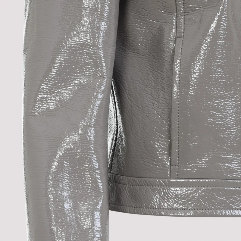 Courrèges Lederjacke Cropped Jacket With Pointed Collar Grey(Image 5)