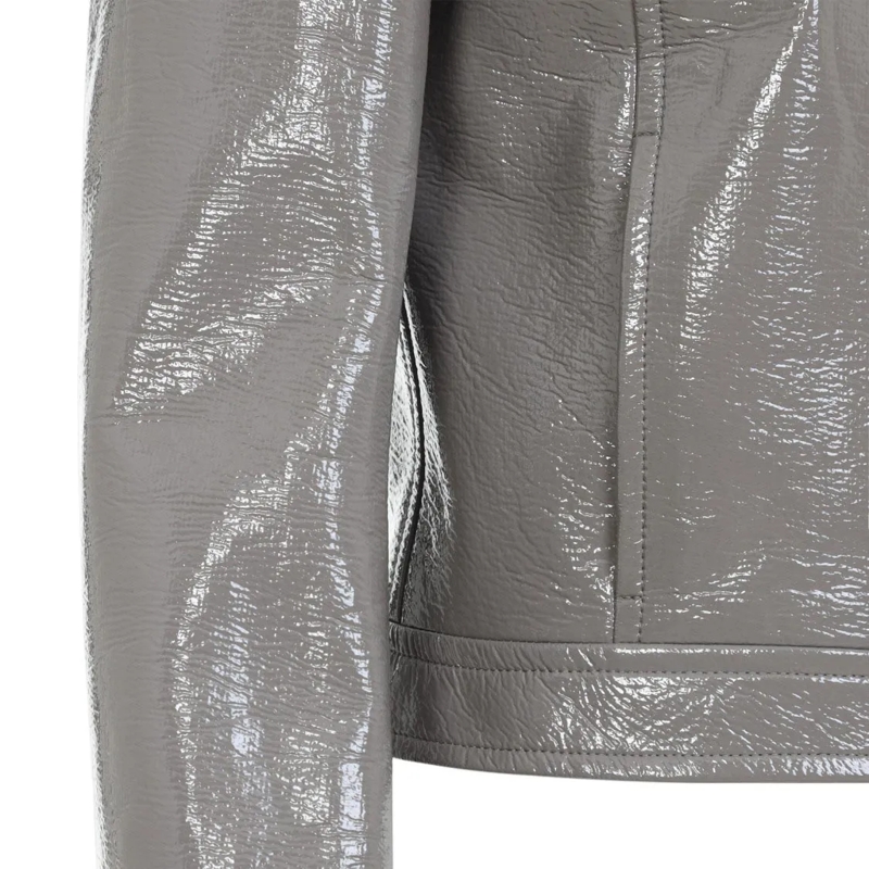 Courrèges Übergangsjacke Cropped Jacket With Pointed Collar Grey(Image 5)