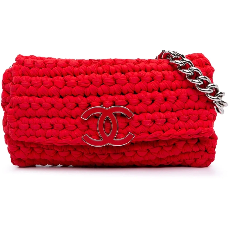 Chanel Sac à bandoulière Neoprene Fancy Crochet Flap rot