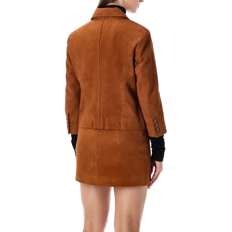 THE GARMENT Blazer Suede Fitted Jacket Brown