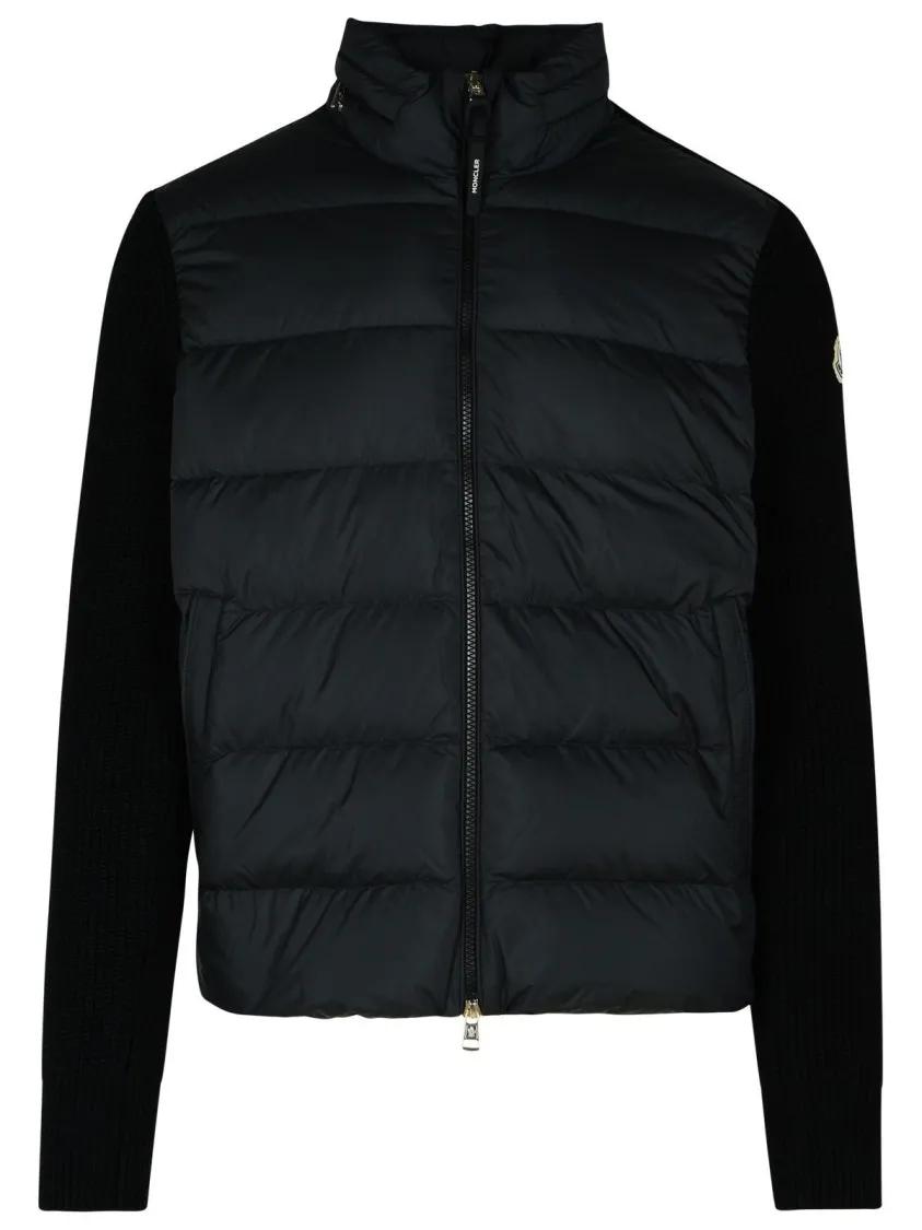 Moncler - Black Polyester Sweater - Größe L - schwarz