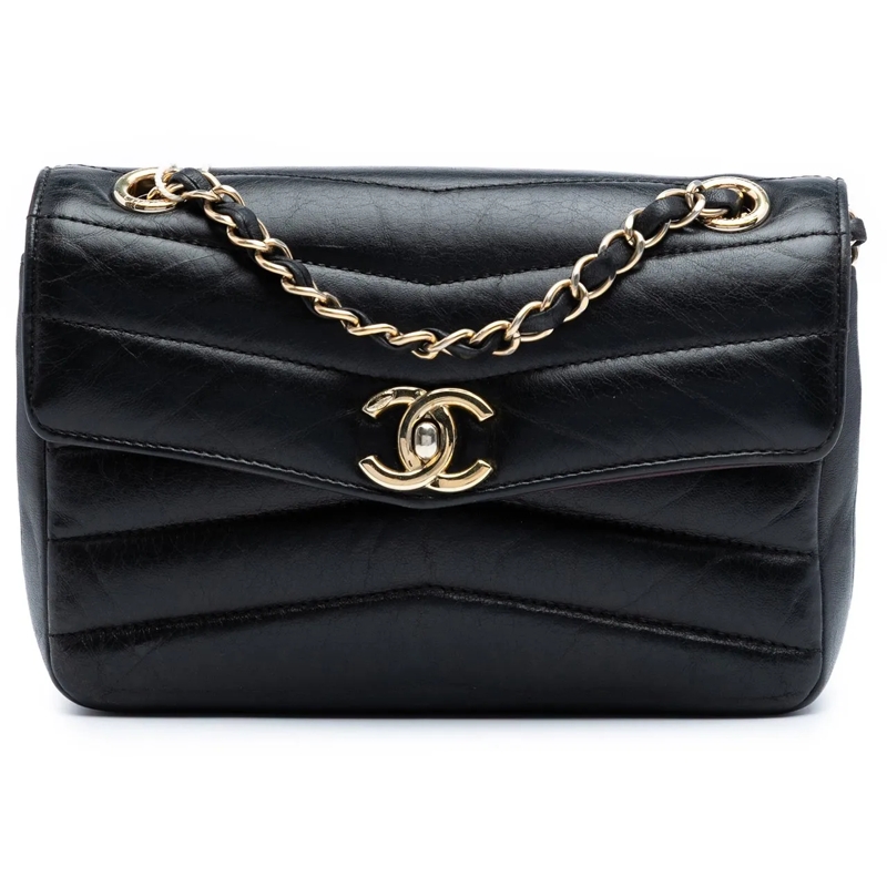 Chanel Sac à bandoulière Small Chevron Shiny Lambskin Miroir Flap Bag schwarz