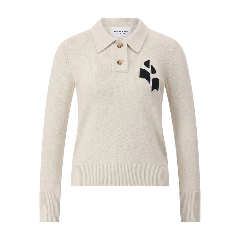 Isabel Marant Polo Pullover Nola mit Kragen Hellgrau