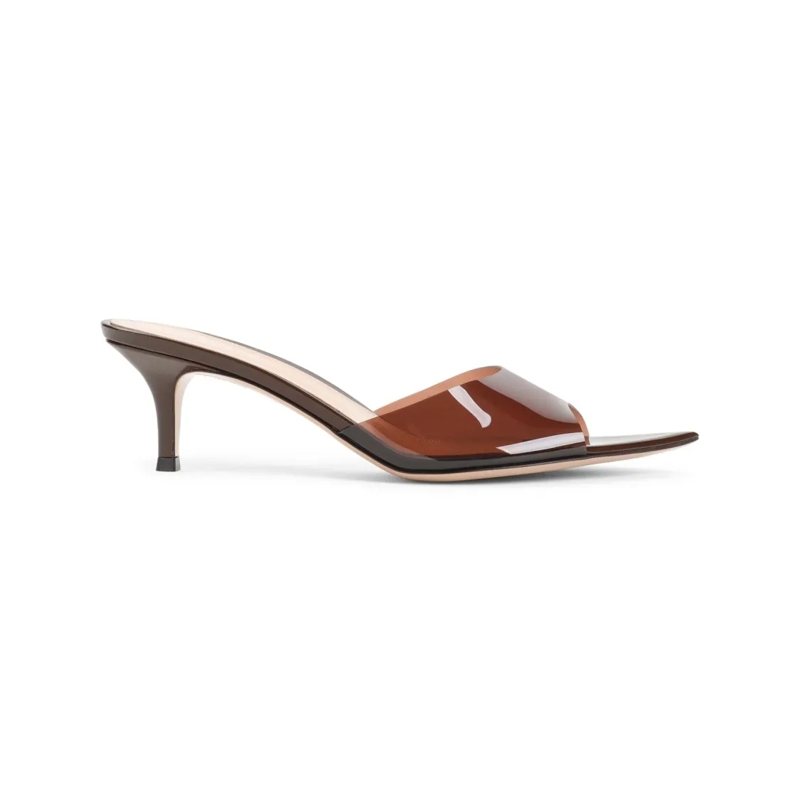 Gianvito Rossi Mules Pointed Toe Mules With Semi-Sheer Strap Brown