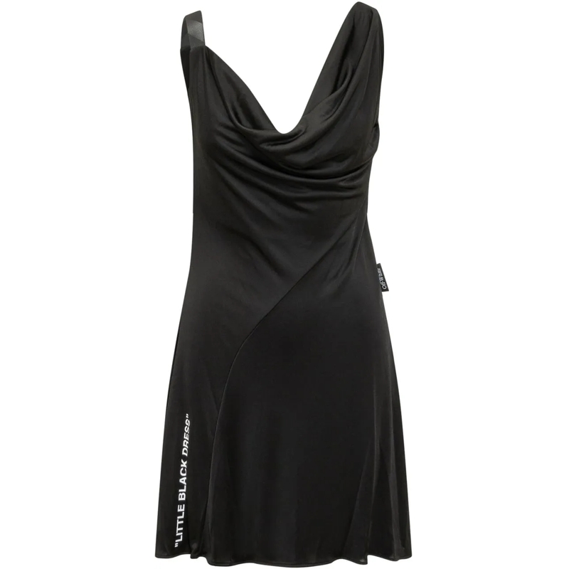Off-White Robe midi Abito Little Dress in Jersey Fluido schwarz