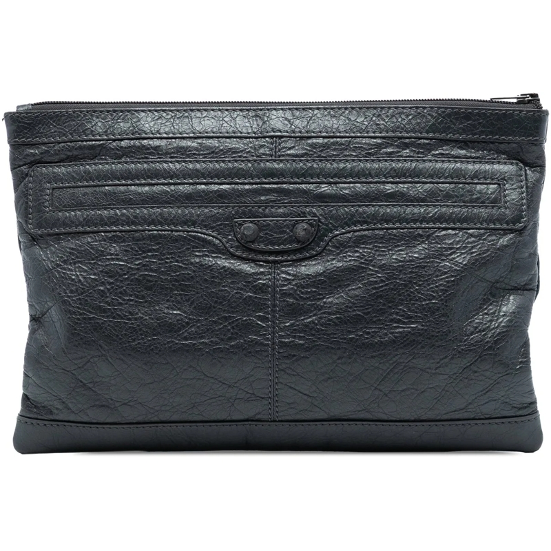Balenciaga Clutch Lambskin Motocross Classic Clip Clutch schwarz