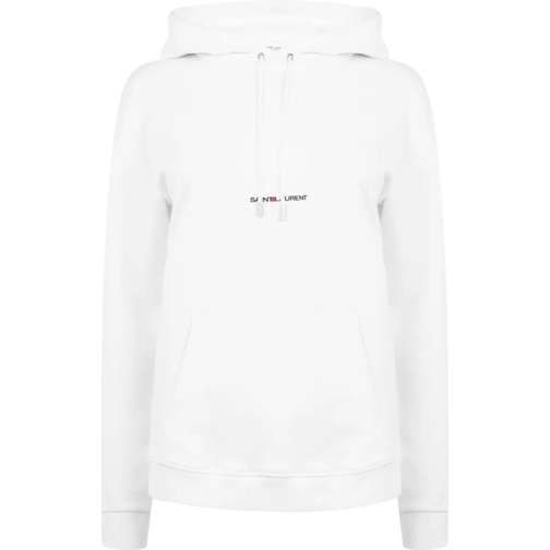 Saint Laurent T-Shirts Rive Gauche Logo Hoodie weiß