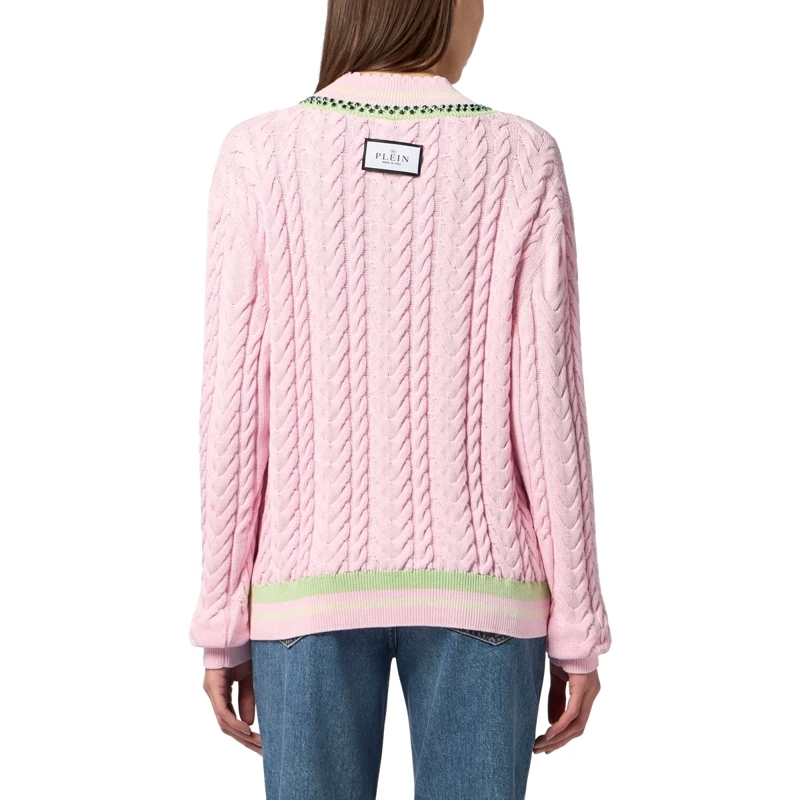 Philipp Plein Strickjacke V-Neck Pullover Tennis Club rose(Image 2)