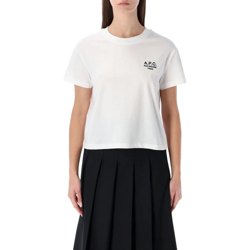 A.P.C. T-shirt Boxy Fit Organic Cotton T-Shirt With Ribbed Neckli White