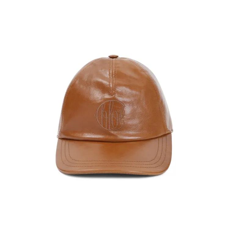 Chloé Mützen - Swing Brown Leather Cap - Gr. M - in Braun - für Damen