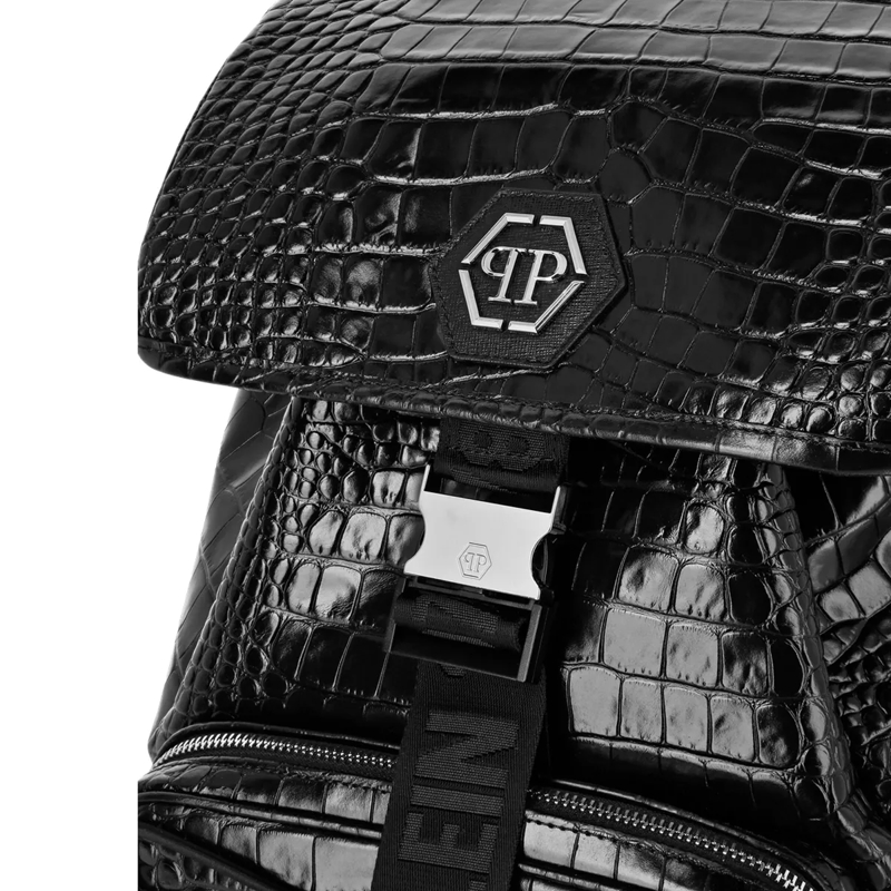 Philipp Plein Rucksack Rucksack Monogram Crocco Print schwarz(Image 4)