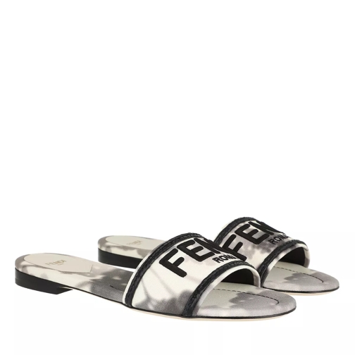 Fendi Logo Sandals Floral Print White/Grey/Black Slide