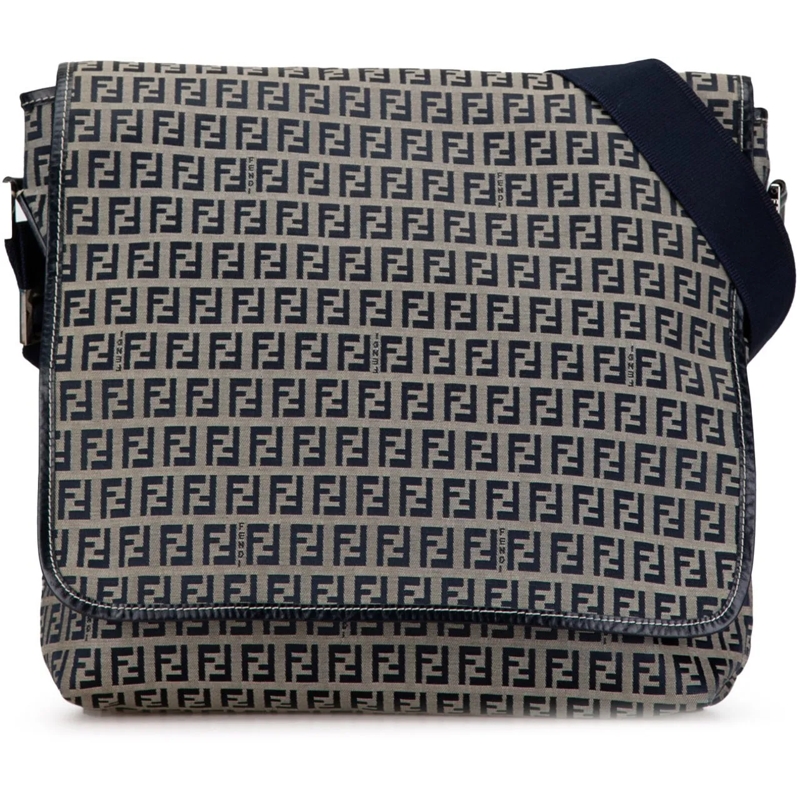 Fendi Schultertasche Zucchino Canvas Crossbody grau