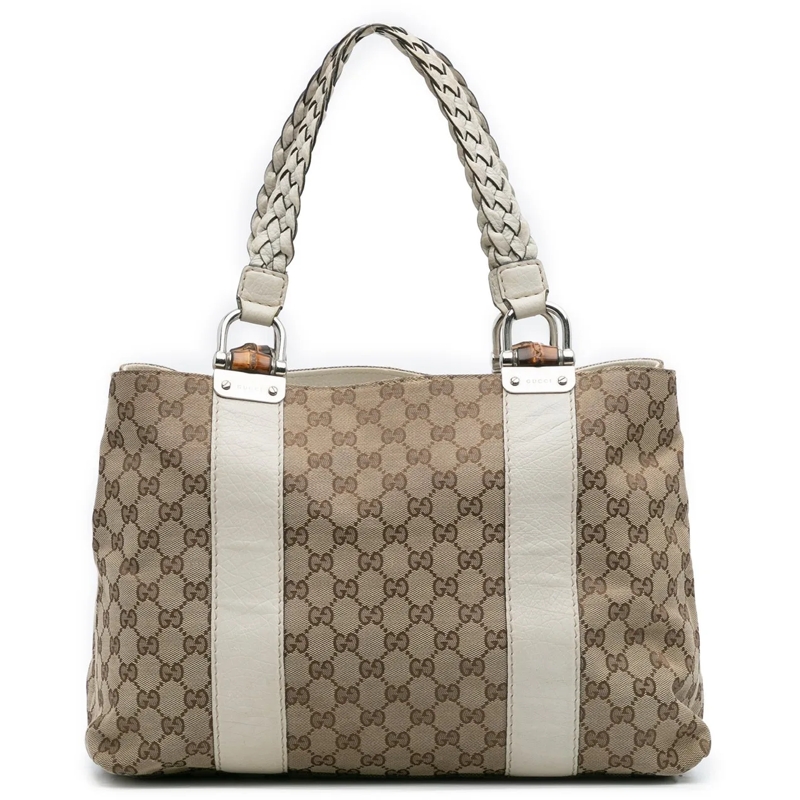 Gucci Shopper Medium GG Canvas Bamboo Libeccio Tote braun