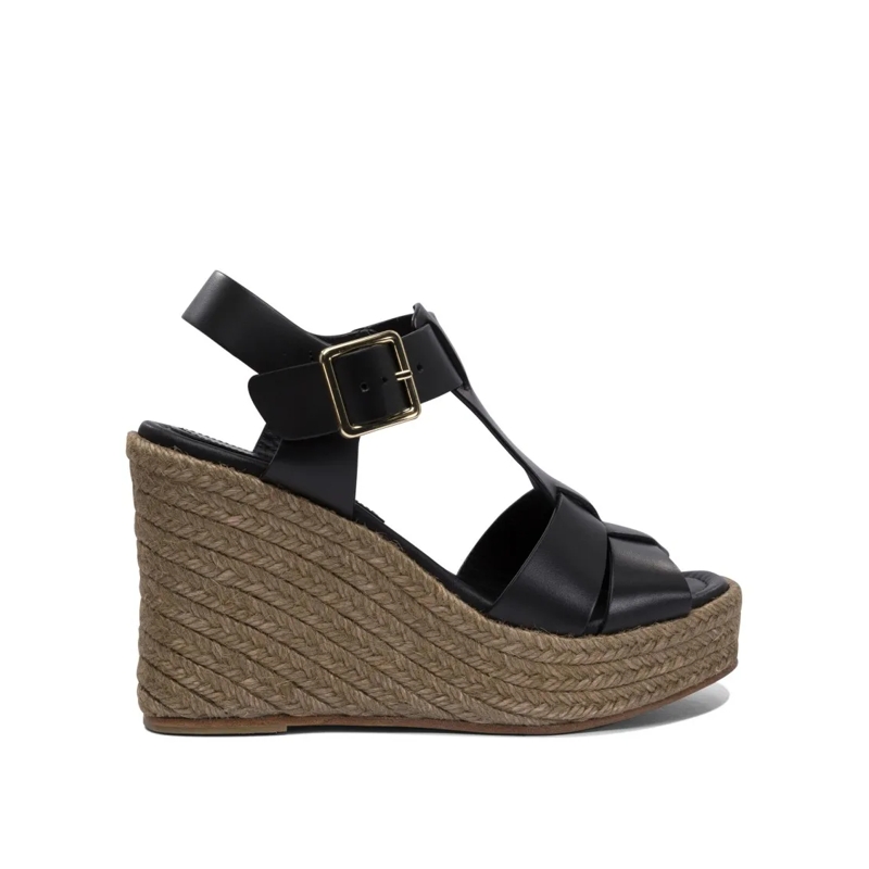 Paloma Barceló Sandales Woven Jute Platform Sandals Black