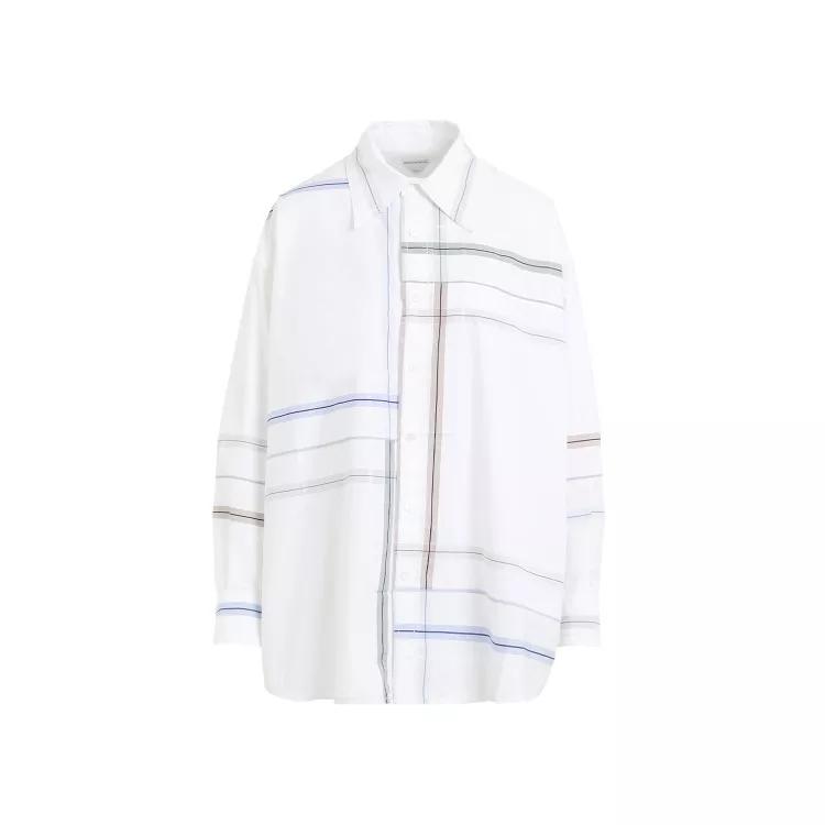 Bottega Veneta - Check White Blue Green Cotton Shirt - Größe 40 - white