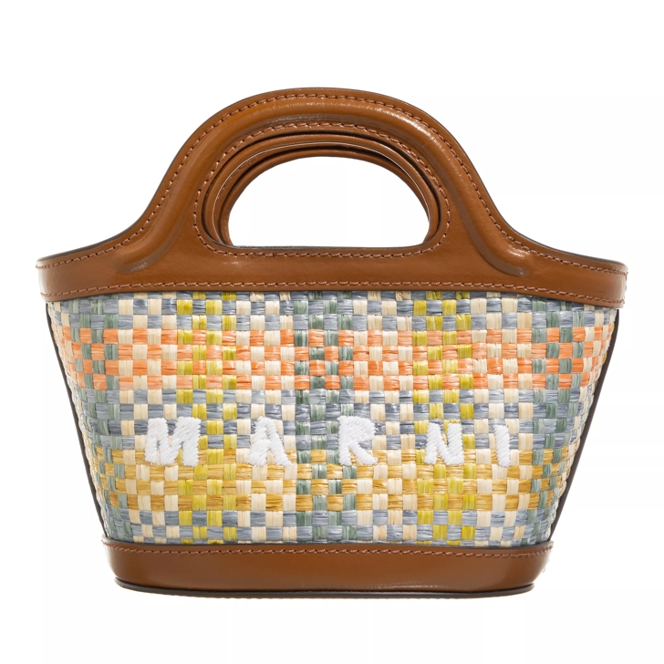 MARNI　TROPICALIA MICRO MARNI Tropicalia micro leather and embroidered faux raffia