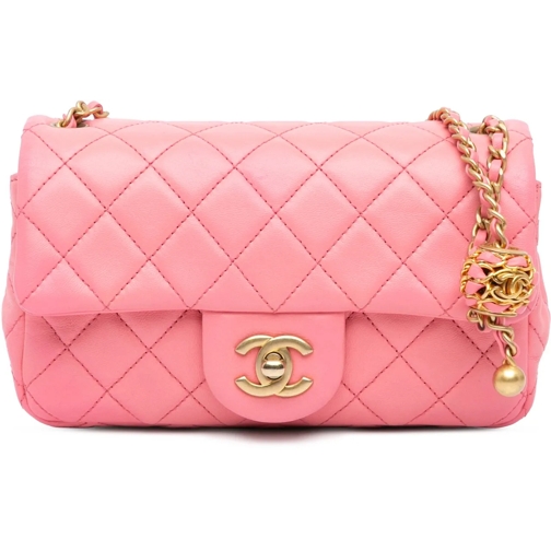 Chanel Sac à bandoulière 2021-2024 Mini Rectangular Classic Lambskin Pearl  rose
