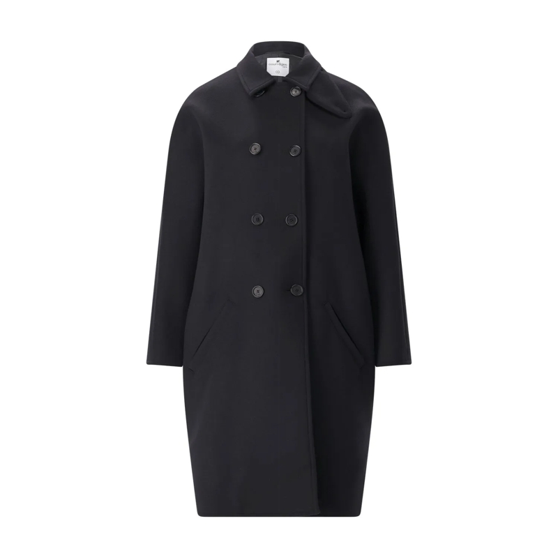 Courrèges Wintermantel Mantel aus Wolle & Seide schwarz