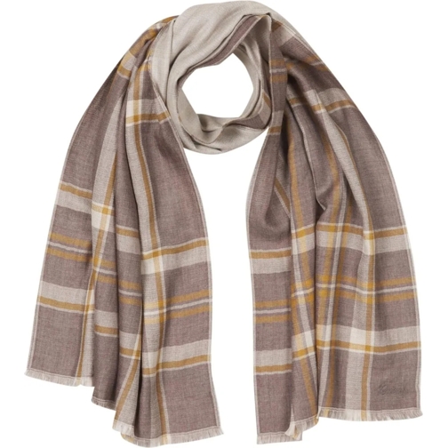 Brioni  Plaid Motif Foulard taupe