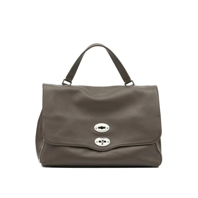 Zanellato Sac à bandoulière Structured Textured Leather Shoulder Bag Grey