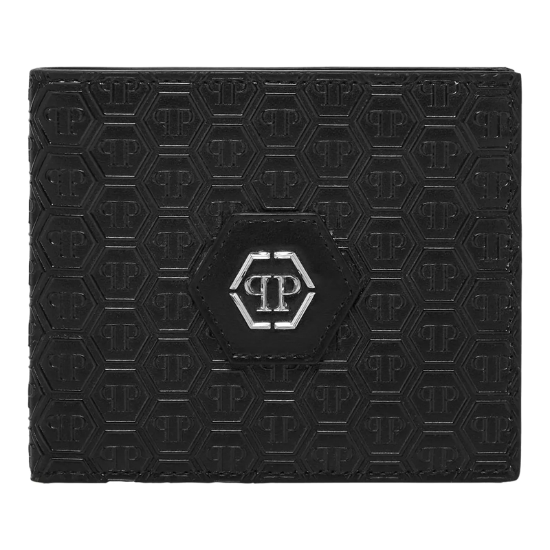 Philipp Plein Geldbörse Nappa Leather Wallet Monogram Hexagon schwarz