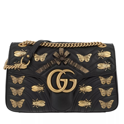 Gucci GG Marmont Animal Studs Shoulder Bag Medium Black Crossbody Bag