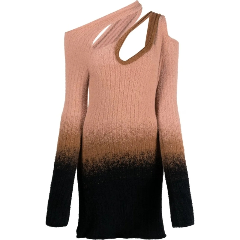 Ottolinger Midikleid Knit Crossover Mini Dress Black/white/rose weiß