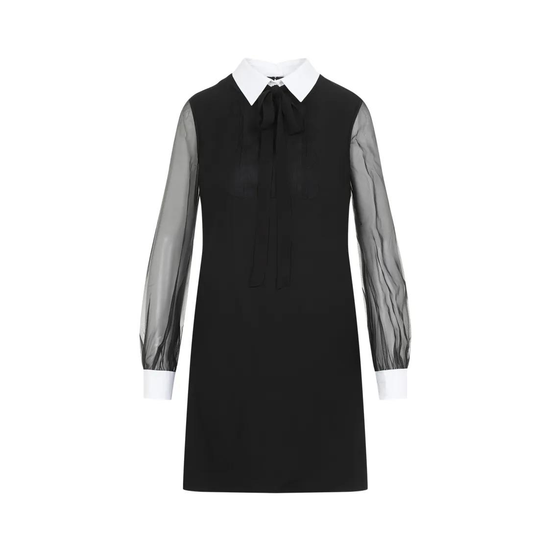 VALENTINO - Black Virgin Wool Mini Dress - Größe 42 - schwarz