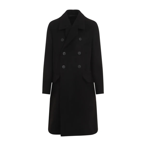 Rick Owens Officer Black Virgin Wool Coat Black Trench Coats