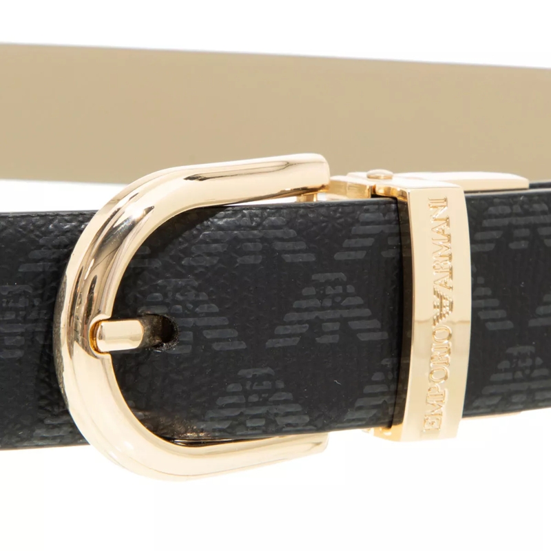 Emporio Armani Dünner Gürtel Eagle Belt Similnappa Black/Black/Ecru(Image 6)