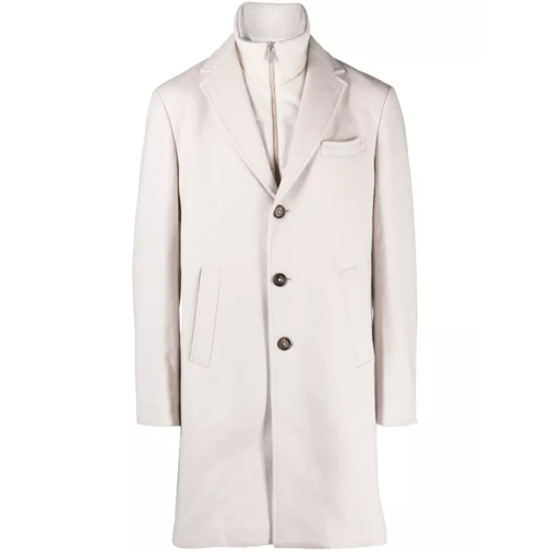 Eleventy Beige Single Breasted Coat White 