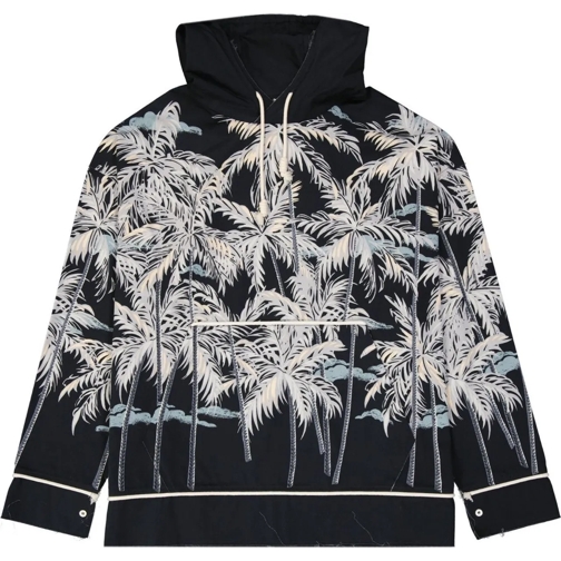 Palm Angels Hauts décontractés Palm Angels Hooded Printed Shirt schwarz