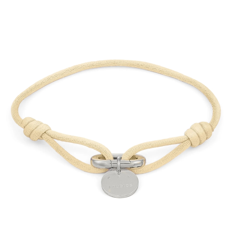 Copenhagen Armband Edelstahl Fabric Link beige