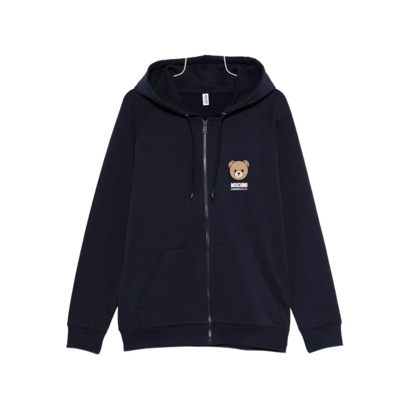 Moschino  Navy Blue Zip-Up Hoodie Black
