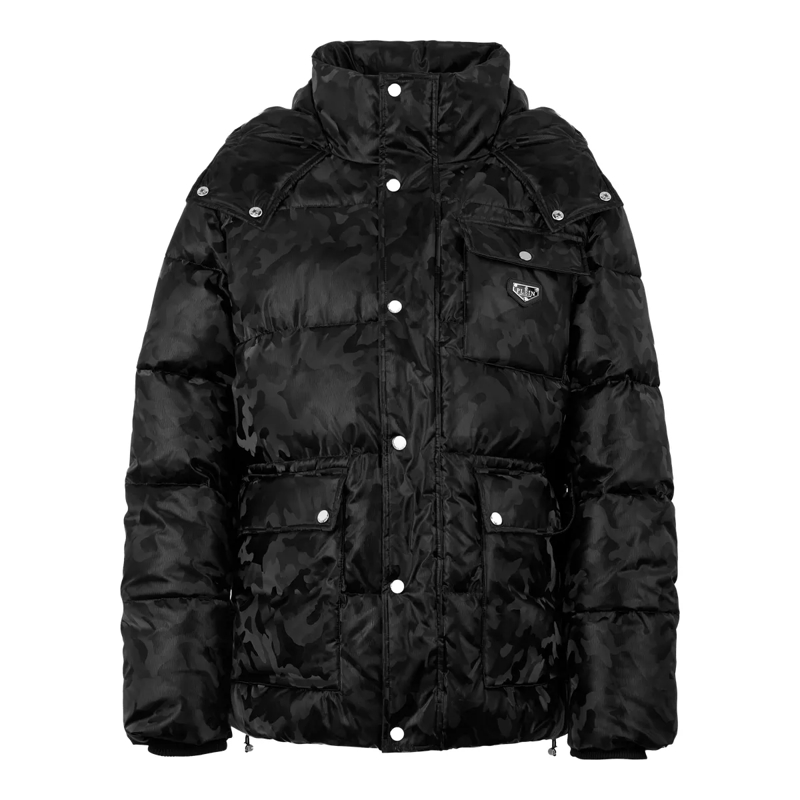 Philipp Plein Daunenjacke Nylon Jacke Camouflage schwarz