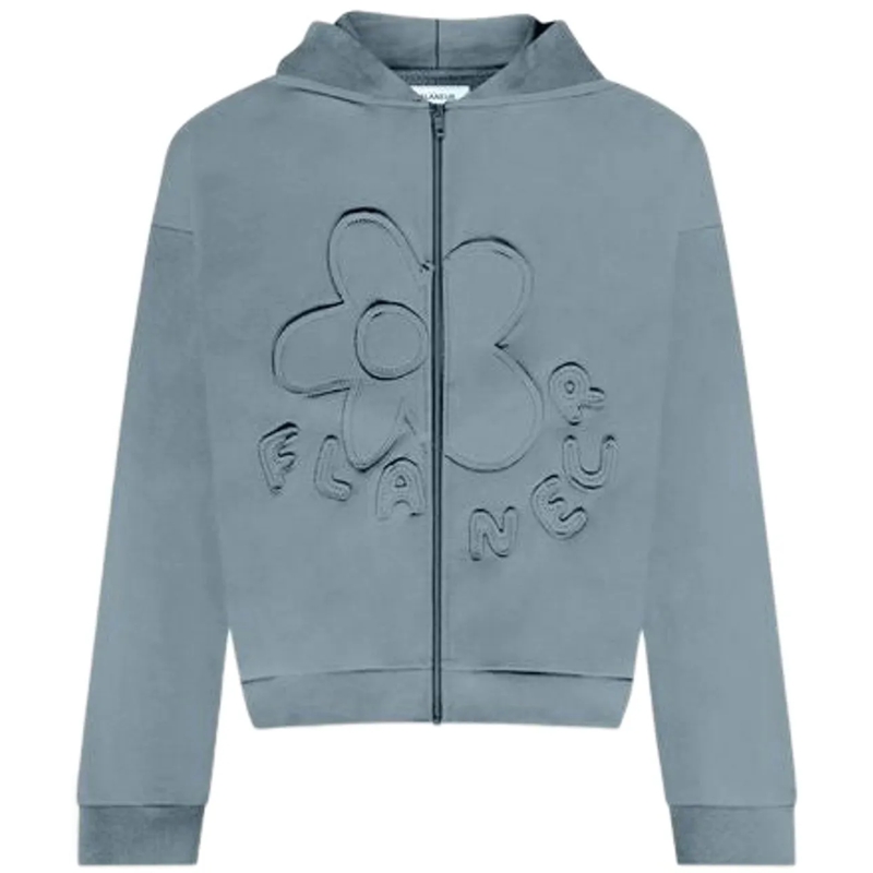 Flâneur  Blossom Patches Zip-Up Hoodie | Steel Green grün