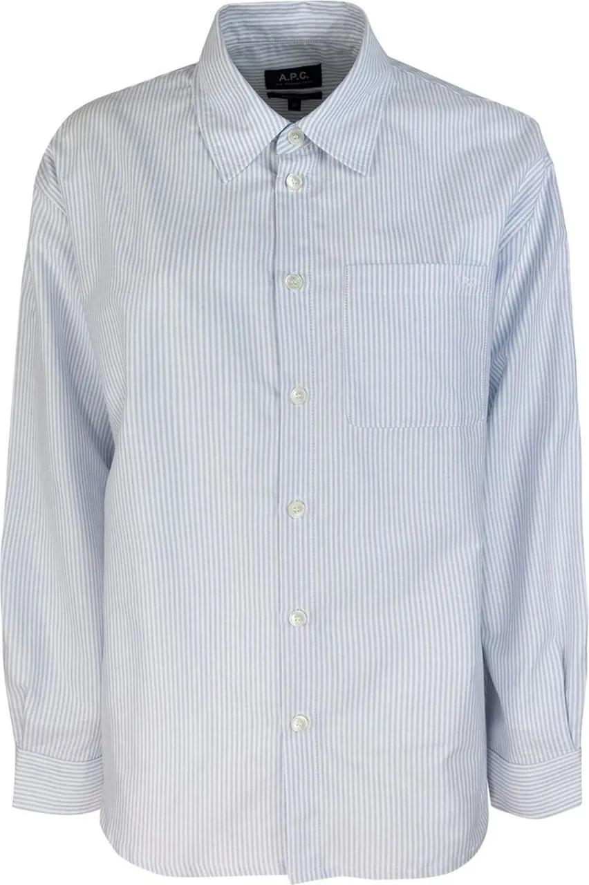 Thumbnail - A.P.C. - Striped Shirt With Buttons And Front Pocket - Größe 36 - blue
