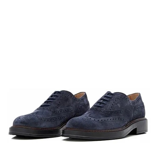 Tod's Suede Lace-Up Shoes Blue Chaussures à lacets