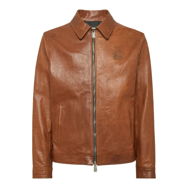 BILLIONAIRE Daunenjacke Lederjacke braun