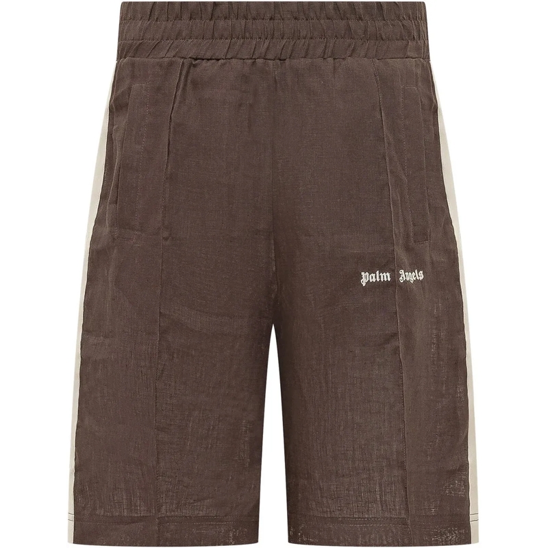 Palm Angels Shorts Shorts con Vita Elasticizzata e Logo braun