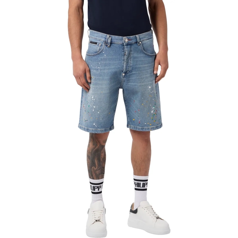 Philipp Plein Shorts Denim Shorts Paint jeansblau(Image 3)