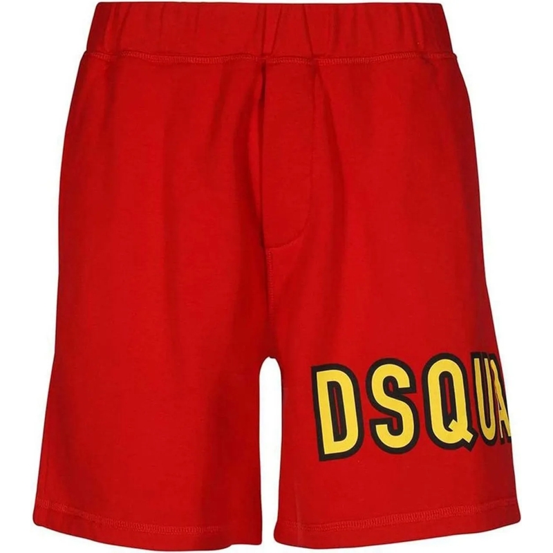 Dsquared2 Shorts Cotton Logo Shorts With Elastic Waist Red
