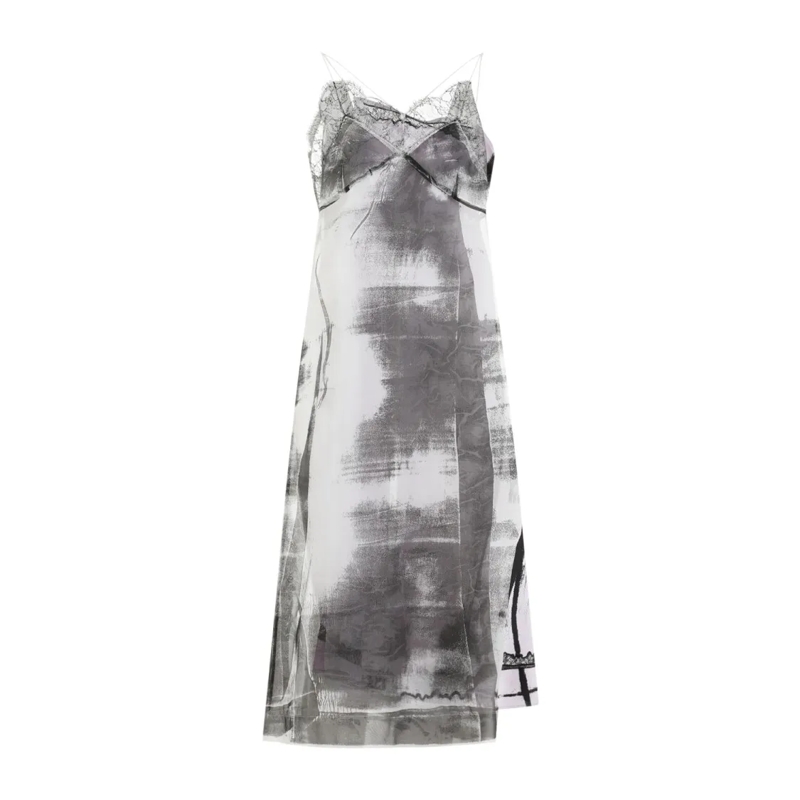 Maison Margiela Midi-jurk Lilac Silk Midi Dress Purple