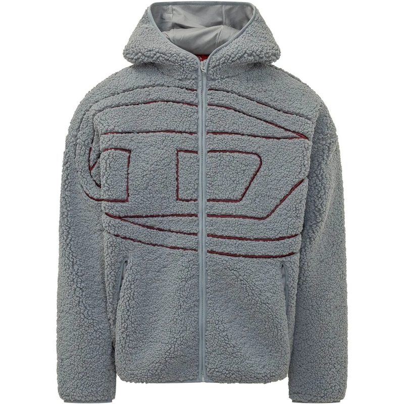 Diesel Gilet Felpa con Cappuccio e Zip grau